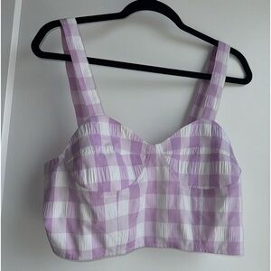 Steve Madden White & Purple Checkered Top